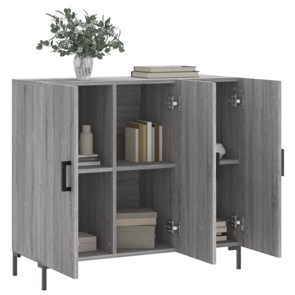 vidaXL Aparador de madera de ingenier&iacute;a gris Sonoma 90x34x80 cm