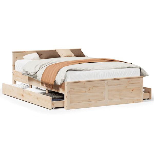 vidaXL Cama con cabecero sin colchón madera maciza de pino 140x190 cm