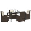 vidaXL Conjunto de Comedor de Jard&iacute;n 5 pcs Marr&oacute;n rat&aacute;n sint&eacute;tico