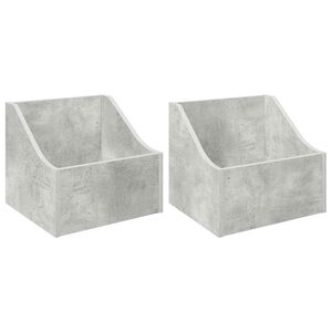 vidaXL Caja de discos LP 2 uds. Gris Hormig&oacute;n 37 x 33 x 32 cm