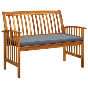 vidaXL Banco de jard&iacute;n con cojines 119 cm madera maciza de acacia