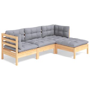 vidaXL Juego de muebles de jard&iacute;n 4 pzas y cojines madera de pino