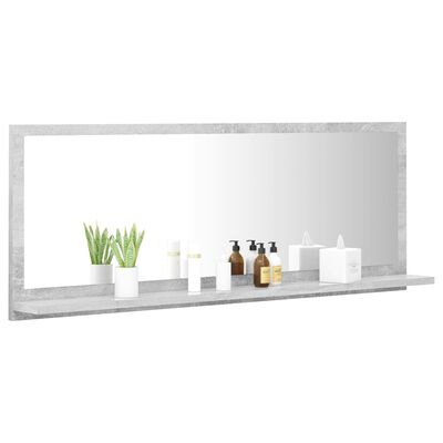 vidaXL Espejo de baño contrachapada gris hormigón 100x10,5x37 cm
