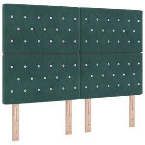 vidaXL Cama Box Spring LED con colch&oacute;n Verde oscuro 140 x 200 cm tela