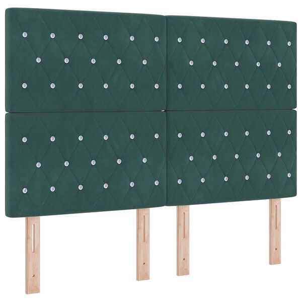 vidaXL Cama Box Spring LED con colch&oacute;n Verde oscuro 140 x 200 cm tela