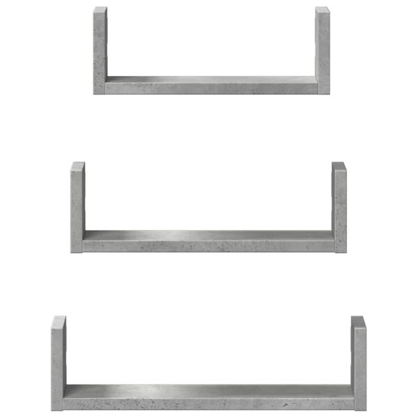 vidaXL Estante de pared 3 unidades madera de ingeniería gris hormigón