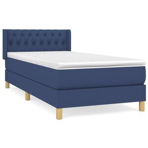 vidaXL Cama box spring con colch&oacute;n tela azul 100x200 cm