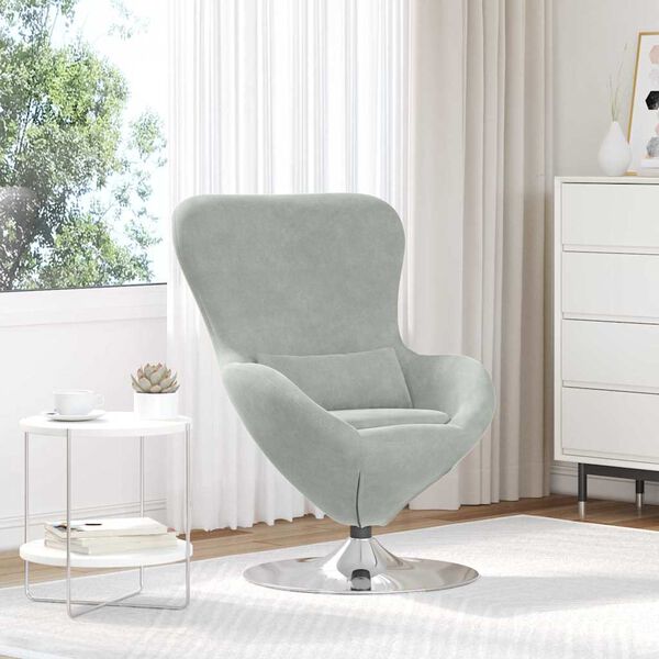 vidaXL Sill&oacute;n huevo Gris Claro Terciopelo