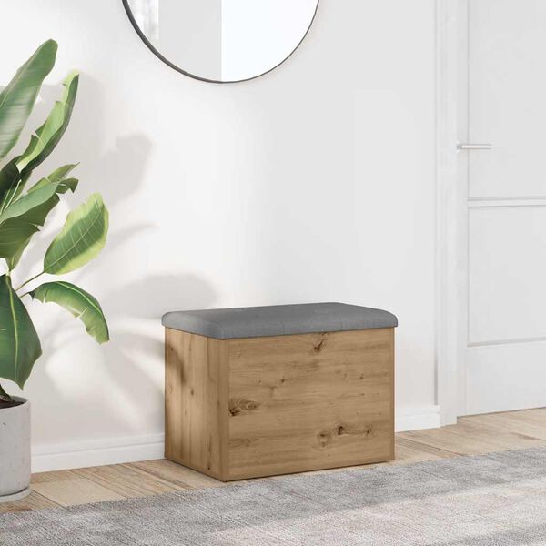 vidaXL Banco almacenaje madera ingenier&iacute;a roble artesanal 62x42x45 cm