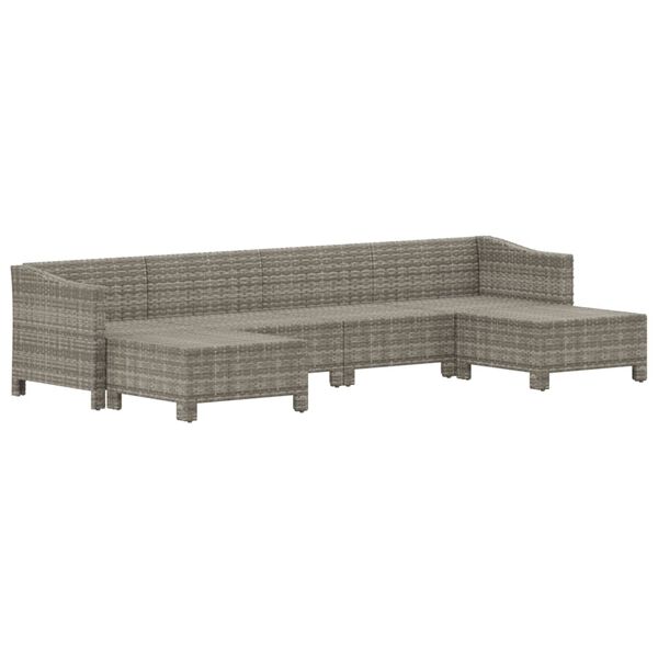 vidaXL Set de muebles de jardín 6 pzas y cojines ratán sintético gris