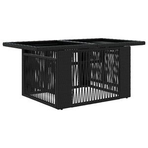 vidaXL Mesa de Jard&iacute;n Negro 100 x 55 x 37 cm Rattan PE y Cristal
