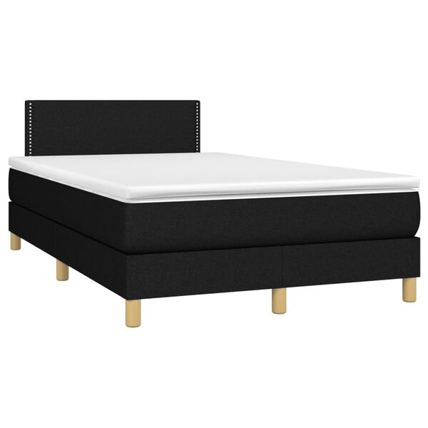 vidaXL Cama box spring con colch&oacute;n LED tela negro 120x200 cm