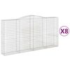 vidaXL Cestas de gaviones 8 uds forma de arco hierro 400x50x200/220 cm