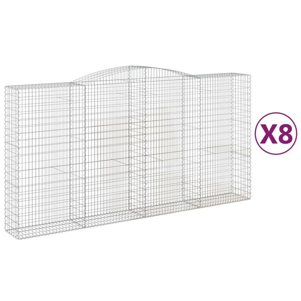 vidaXL Cestas de gaviones 8 uds forma de arco hierro 400x50x200/220 cm