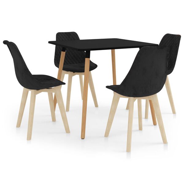 vidaXL Juego de comedor 5 piezas negro