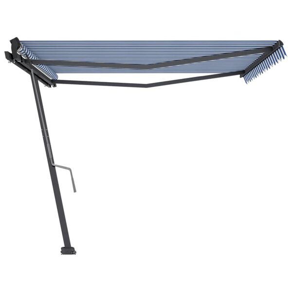 vidaXL Toldo de pie manual retráctil azul y blanco 400x350 cm