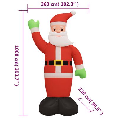 vidaXL Papá Noel inflable de Navidad con LED 1000 cm