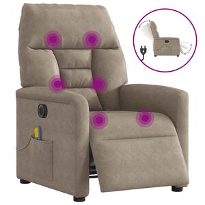 vidaXL Sill&oacute;n reclinable masaje el&eacute;ctrico tela microfibra gris taupe