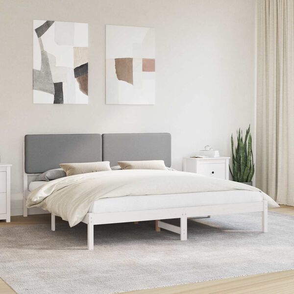 vidaXL Estructura de Cama con Cabecera Tapizada Gris Claro