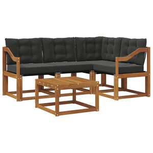 vidaXL Conjunto de sof&aacute;s de exterior 5 uds. Natural y negro