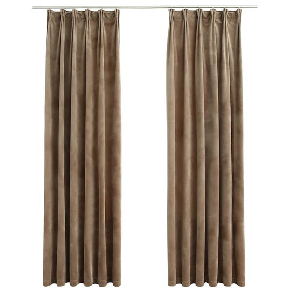 vidaXL Cortinas opacas con ganchos 2 pzas terciopelo beige 140x225 cm