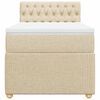 vidaXL Cama box spring con colch&oacute;n tela color crema 90x200 cm