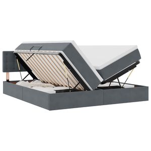 vidaXL Cama con almacenamiento con colch&oacute;n Gris oscuro 90 x 200 cm