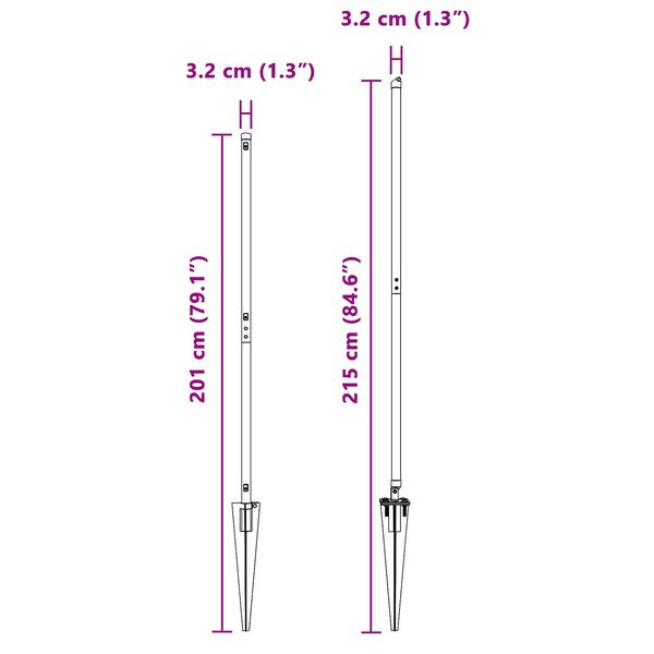 vidaXL Poste de cerca Otro 26 pcs Gris 3,2 x 3,2 x 170 cm Acero