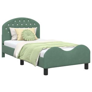 vidaXL Cama para niños con cabecero Verde Mar 80 x 160 cm Terciopelo
