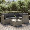 vidaXL Set de muebles de jard&iacute;n 5 pzas y cojines rat&aacute;n sint&eacute;tico gris