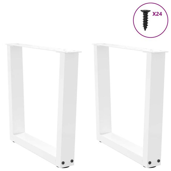 vidaXL Patas para mesa de centro en forma de V (2 unidades), color blanco, 50 x (42-43,3) cm, acero