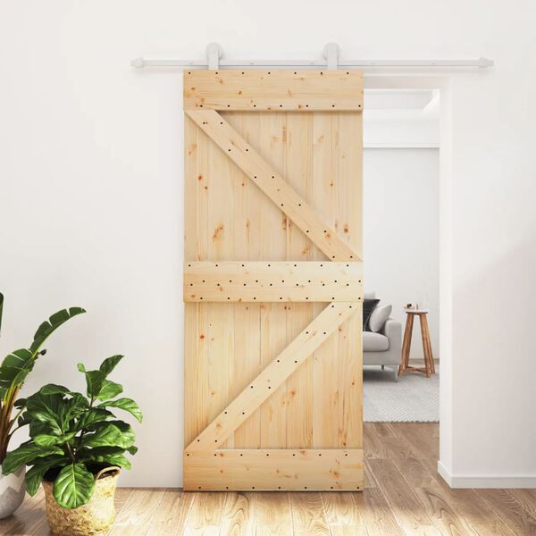 vidaXL Puerta corredera con herrajes madera maciza de pino 90x210 cm