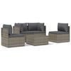 vidaXL Set de muebles de jard&iacute;n 5 pzas y cojines rat&aacute;n sint&eacute;tico gris