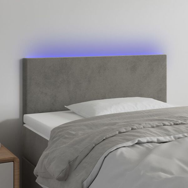 vidaXL Cabecero con LED de terciopelo gris claro 100x5x78/88 cm