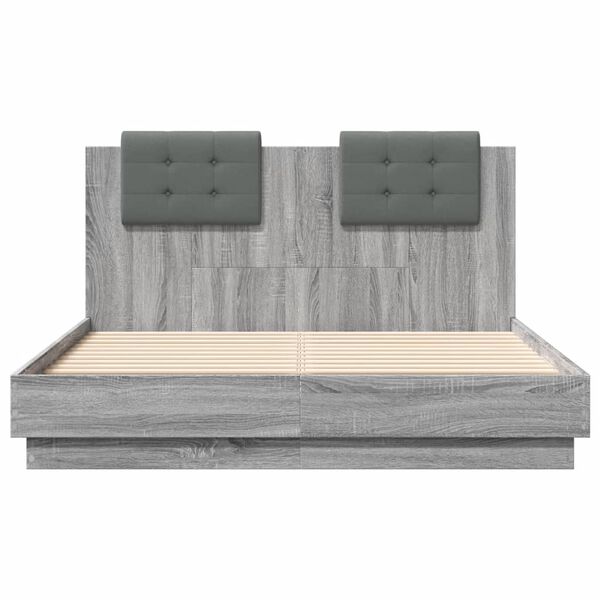 vidaXL Cama con cabecero madera de ingenier&iacute;a gris Sonoma 120x190 cm