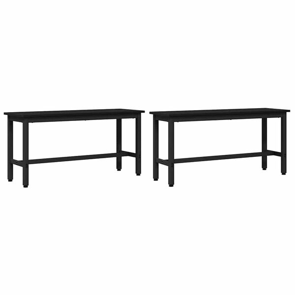 vidaXL Banca de Comedor 2 pcs Roble Negro 100 x 32,5 x 48,5 cm