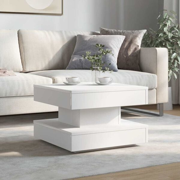 vidaXL Mesa de centro giratoria 360 grados blanco 50x50x34,5 cm