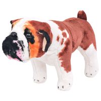 vidaXL Perro bulldog de peluche de pie blanco y marrón XXL