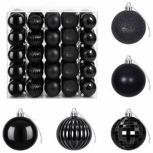 vidaXL Juego de bolas navide&ntilde;as 75 uds. Negro 6 cm Poliestireno