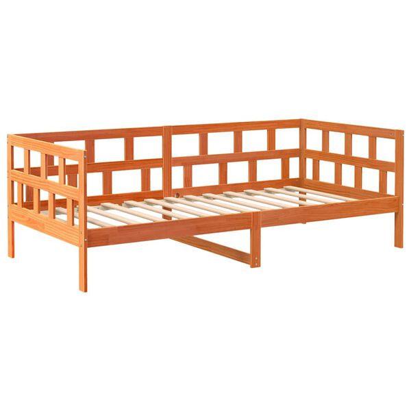 vidaXL Sof&aacute; cama sin colch&oacute;n madera maciza pino marr&oacute;n cera 80x200 cm