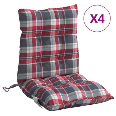 vidaXL Cojines para silla respaldo bajo 4 uds tela Oxford cuadros rojo