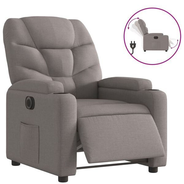 vidaXL Sillón reclinable eléctrico tela gris taupé
