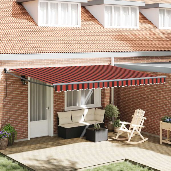 vidaXL Toldo Retr&aacute;ctil Naranja y Marr&oacute;n 450 x 300 cm Tela y Metal
