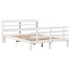 vidaXL Estructura de cama con cabecero madera pino blanco 135x190 cm