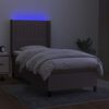 vidaXL Cama box spring colch&oacute;n y luces LED gris taupe 80x200 cm