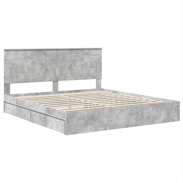 vidaXL Cama con almacenamiento con cabecera Gris Concreto 200 x 200 cm