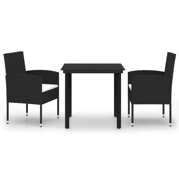 vidaXL Juego de comedor para jard&iacute;n 3 piezas negro