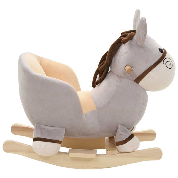 vidaXL Burro balanc&iacute;n de peluche con respaldo gris 60x32x55 cm