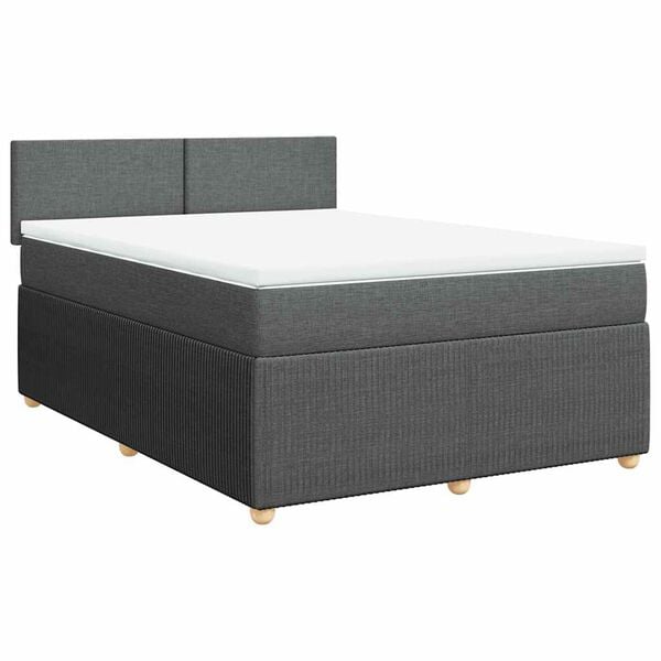 vidaXL Cama box spring con colch&oacute;n tela gris oscuro 140x200 cm