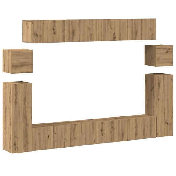 vidaXL Mueble para TV de pared madera contrachapada artesanal 8 piezas